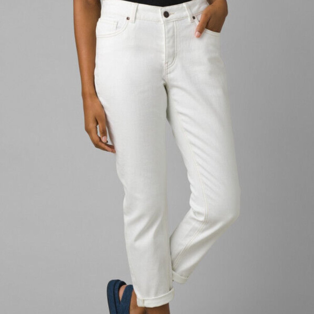 prAna Buxton Slim Boyfriend Fit Jean in White Size 14 NWT